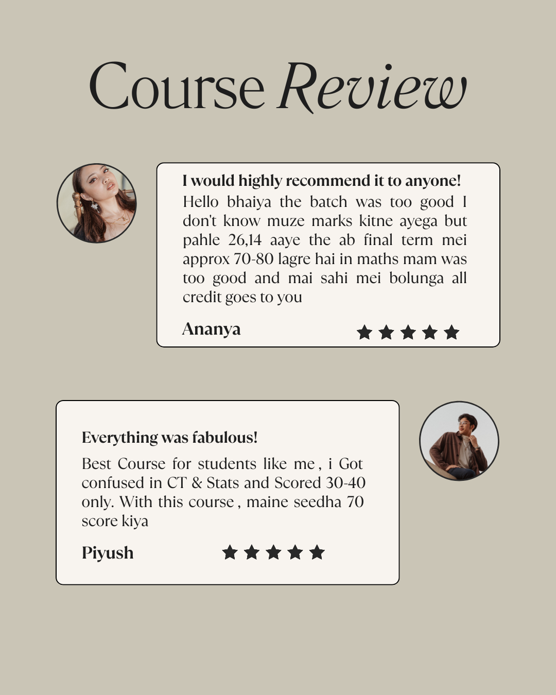 Student review for support